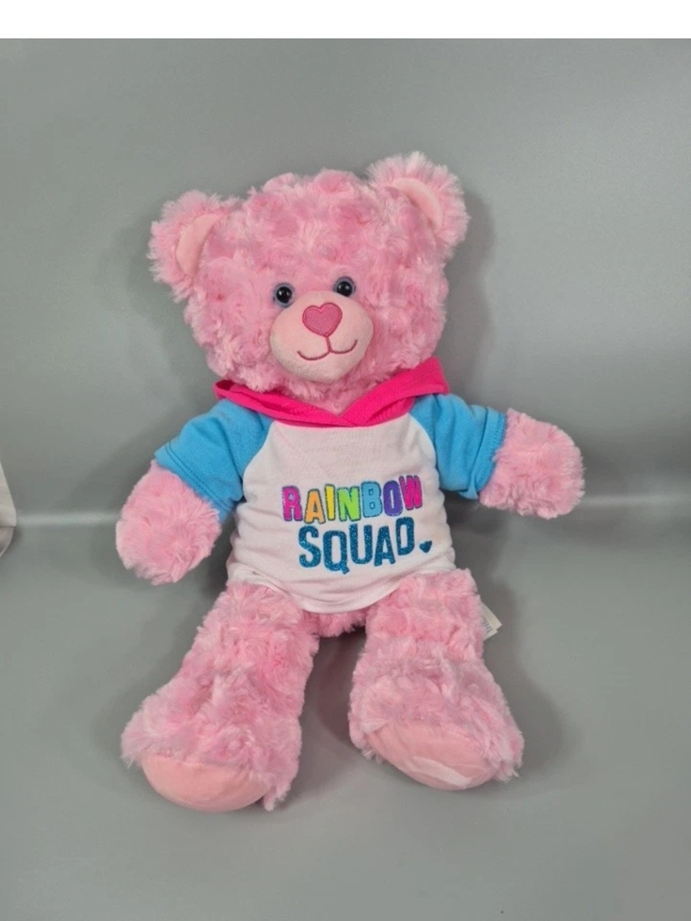 Build-A-Bear Workshop Plush Bear - Pink, Clothes included 16" Pre Loved